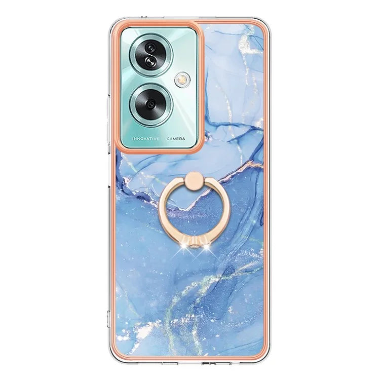 YB IMD Series-17 Style-E For Oppo A79 5G /  A2 5 Back Case Electroplated Ring Kickstand Phone Shell