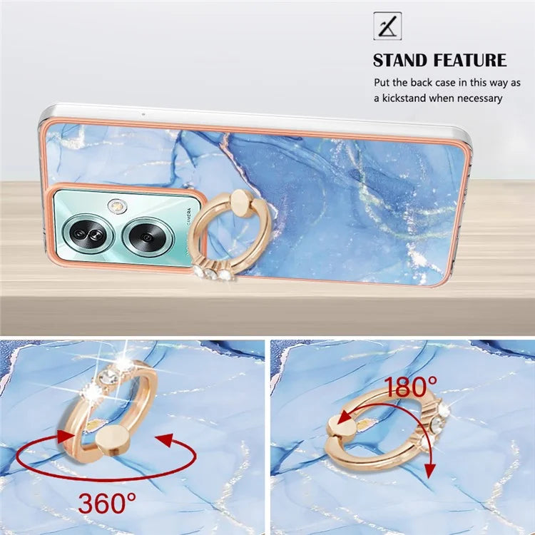 YB IMD Series-17 Style-E For Oppo A79 5G /  A2 5 Back Case Electroplated Ring Kickstand Phone Shell