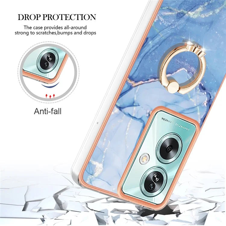 YB IMD Series-17 Style-E For Oppo A79 5G /  A2 5 Back Case Electroplated Ring Kickstand Phone Shell
