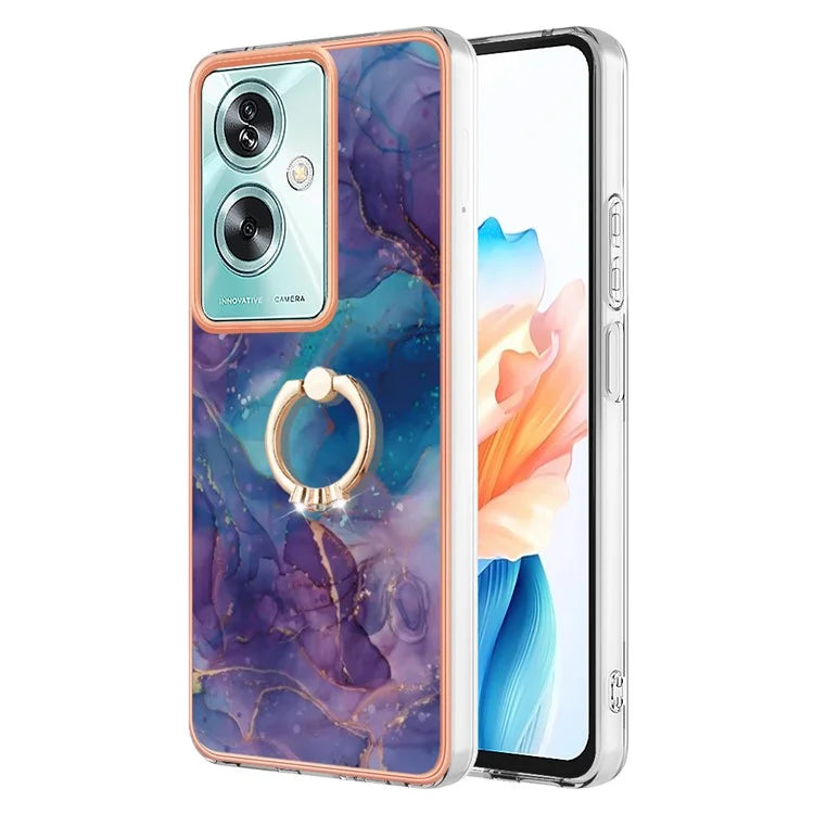 YB IMD Series-17 Style-E For Oppo A79 5G /  A2 5 Back Case Electroplated Ring Kickstand Phone Shell
