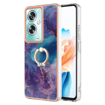 YB IMD Series-17 Style-E For Oppo A79 5G /  A2 5 Back Case Electroplated Ring Kickstand Phone Shell