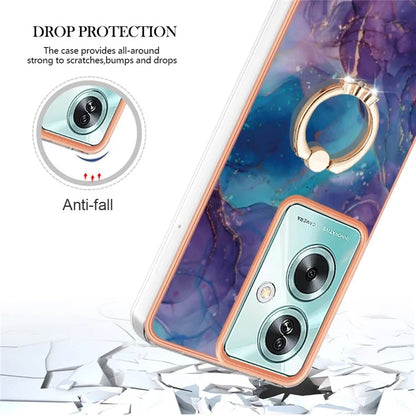 YB IMD Series-17 Style-E For Oppo A79 5G /  A2 5 Back Case Electroplated Ring Kickstand Phone Shell