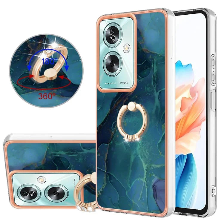 YB IMD Series-17 Style-E For Oppo A79 5G /  A2 5 Back Case Electroplated Ring Kickstand Phone Shell