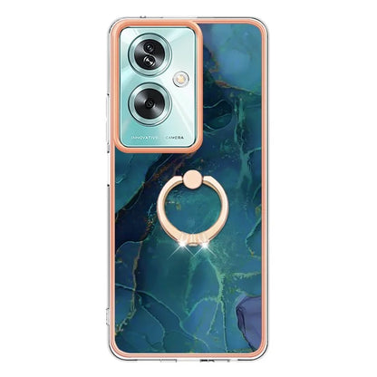 YB IMD Series-17 Style-E For Oppo A79 5G /  A2 5 Back Case Electroplated Ring Kickstand Phone Shell