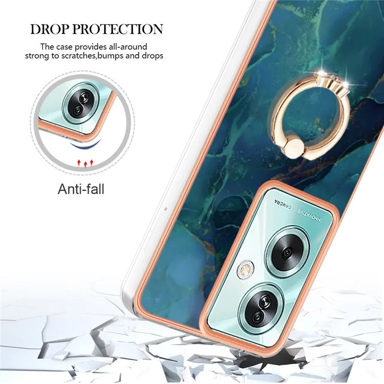 YB IMD Series-17 Style-E For Oppo A79 5G /  A2 5 Back Case Electroplated Ring Kickstand Phone Shell