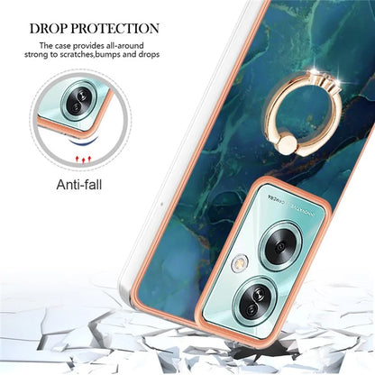 YB IMD Series-17 Style-E For Oppo A79 5G /  A2 5 Back Case Electroplated Ring Kickstand Phone Shell