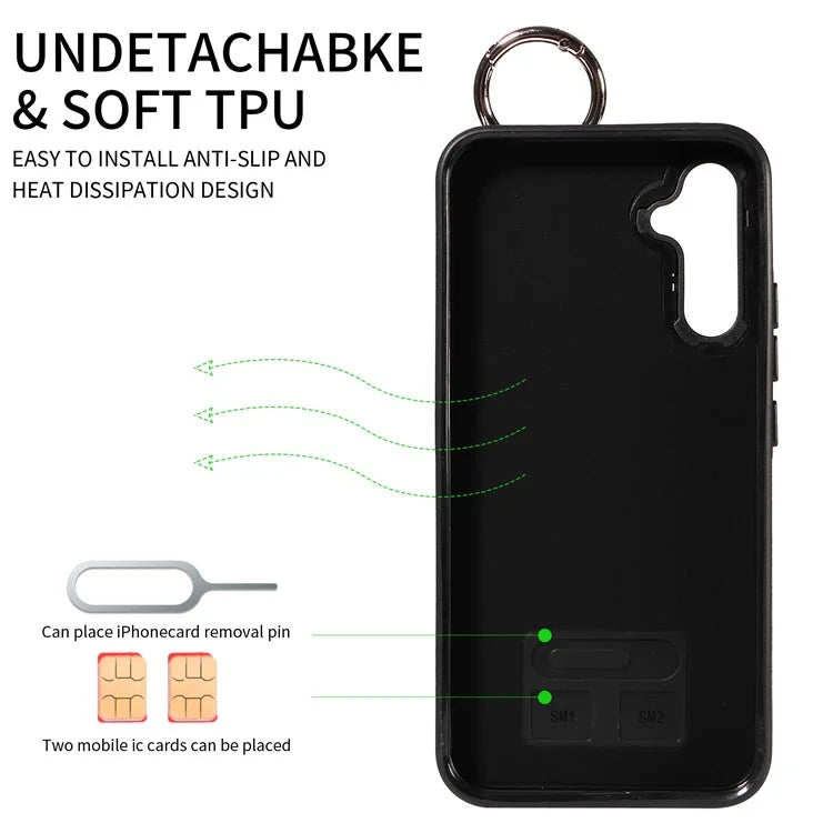 008 For Samsung Galaxy A34 5G Case Calf Texture Leather+TPU Kickstand Phone Cover