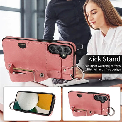 008 For Samsung Galaxy A34 5G Case Calf Texture Leather+TPU Kickstand Phone Cover