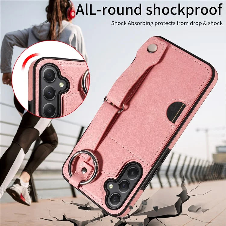 008 For Samsung Galaxy A34 5G Case Calf Texture Leather+TPU Kickstand Phone Cover