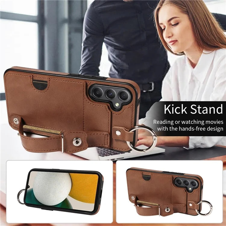 008 For Samsung Galaxy A34 5G Case Calf Texture Leather+TPU Kickstand Phone Cover