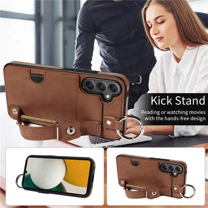 008 For Samsung Galaxy A34 5G Case Calf Texture Leather+TPU Kickstand Phone Cover