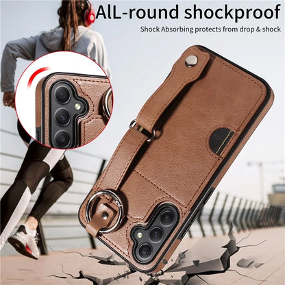 008 For Samsung Galaxy A34 5G Case Calf Texture Leather+TPU Kickstand Phone Cover