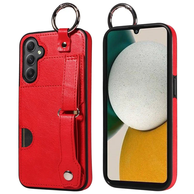 008 For Samsung Galaxy A34 5G Case Calf Texture Leather+TPU Kickstand Phone Cover
