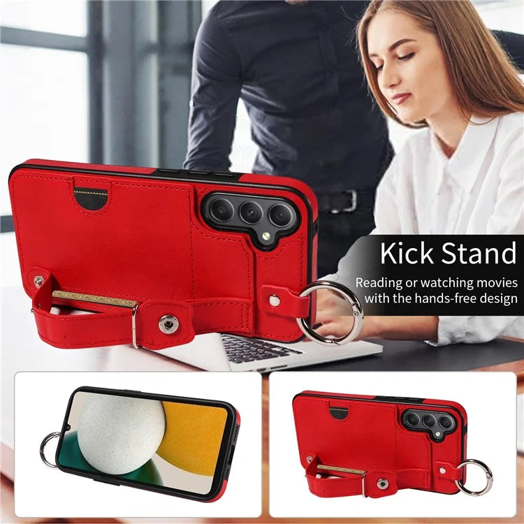 008 For Samsung Galaxy A34 5G Case Calf Texture Leather+TPU Kickstand Phone Cover