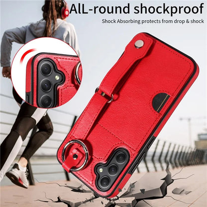 008 For Samsung Galaxy A34 5G Case Calf Texture Leather+TPU Kickstand Phone Cover