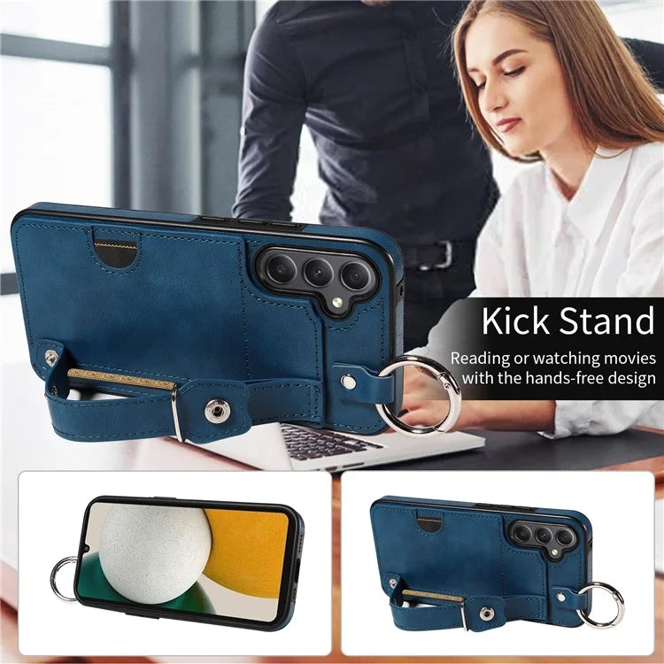 008 For Samsung Galaxy A34 5G Case Calf Texture Leather+TPU Kickstand Phone Cover