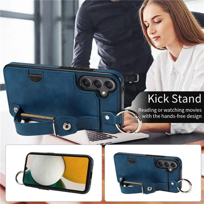 008 For Samsung Galaxy A34 5G Case Calf Texture Leather+TPU Kickstand Phone Cover