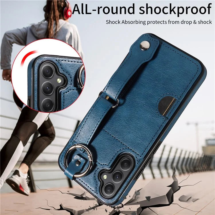 008 For Samsung Galaxy A34 5G Case Calf Texture Leather+TPU Kickstand Phone Cover