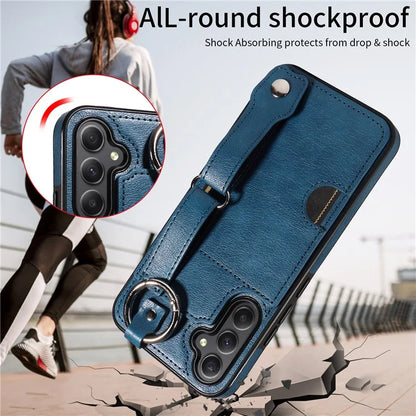 008 For Samsung Galaxy A34 5G Case Calf Texture Leather+TPU Kickstand Phone Cover