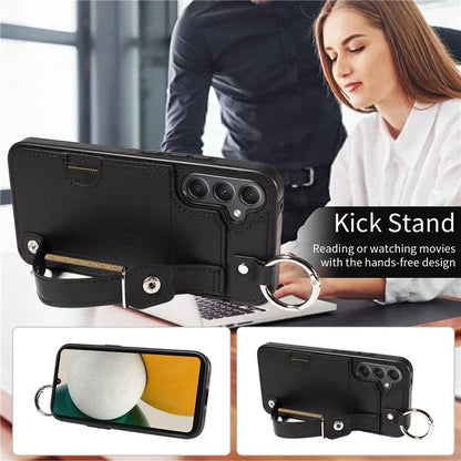 008 For Samsung Galaxy A34 5G Case Calf Texture Leather+TPU Kickstand Phone Cover