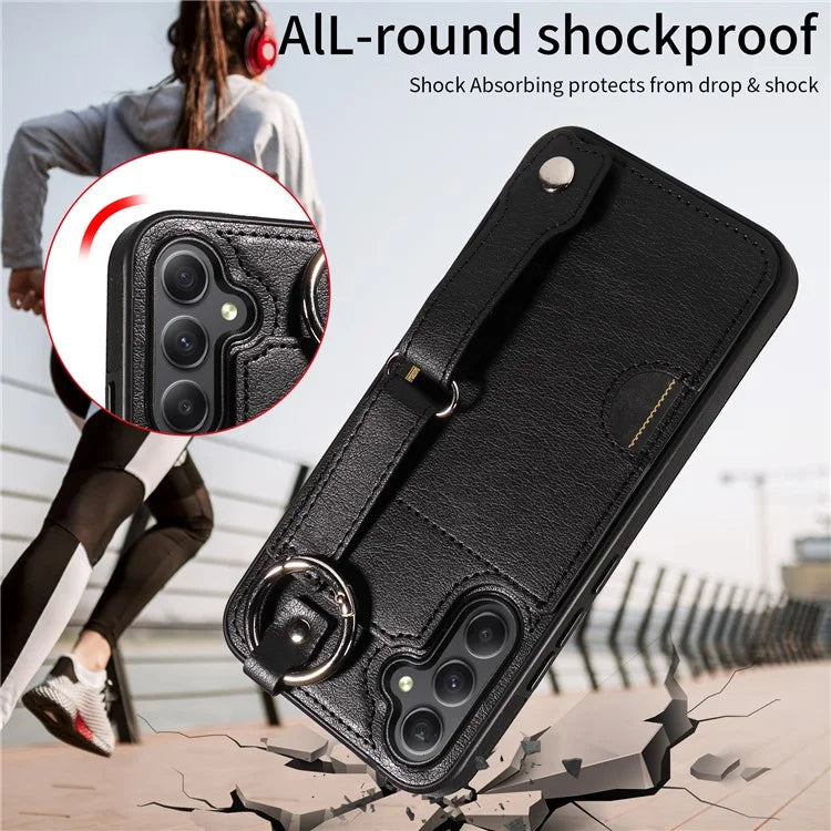008 For Samsung Galaxy A34 5G Case Calf Texture Leather+TPU Kickstand Phone Cover
