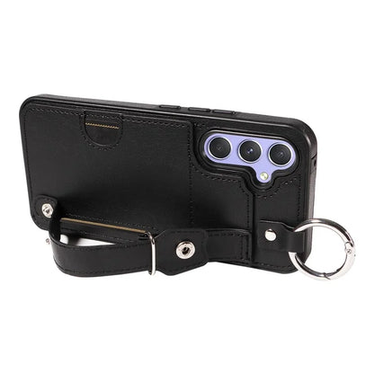 008 For Samsung Galaxy A54 5G Phone Case with Wrist Strap Kickstand Leather+TPU Shell