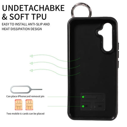 008 For Samsung Galaxy A54 5G Phone Case with Wrist Strap Kickstand Leather+TPU Shell