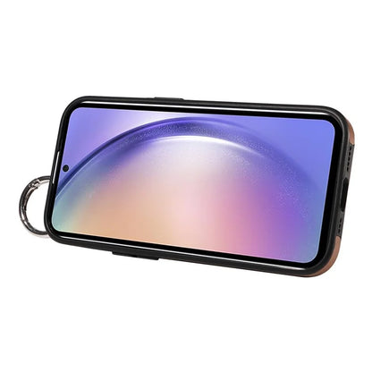 008 For Samsung Galaxy A54 5G Phone Case with Wrist Strap Kickstand Leather+TPU Shell
