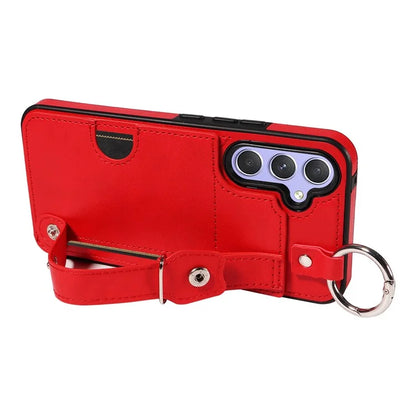008 For Samsung Galaxy A54 5G Phone Case with Wrist Strap Kickstand Leather+TPU Shell