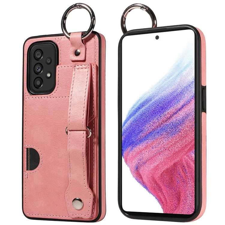 008 For Samsung Galaxy A53 5G Kickstand Case Calf Texture Leather+TPU Phone Case