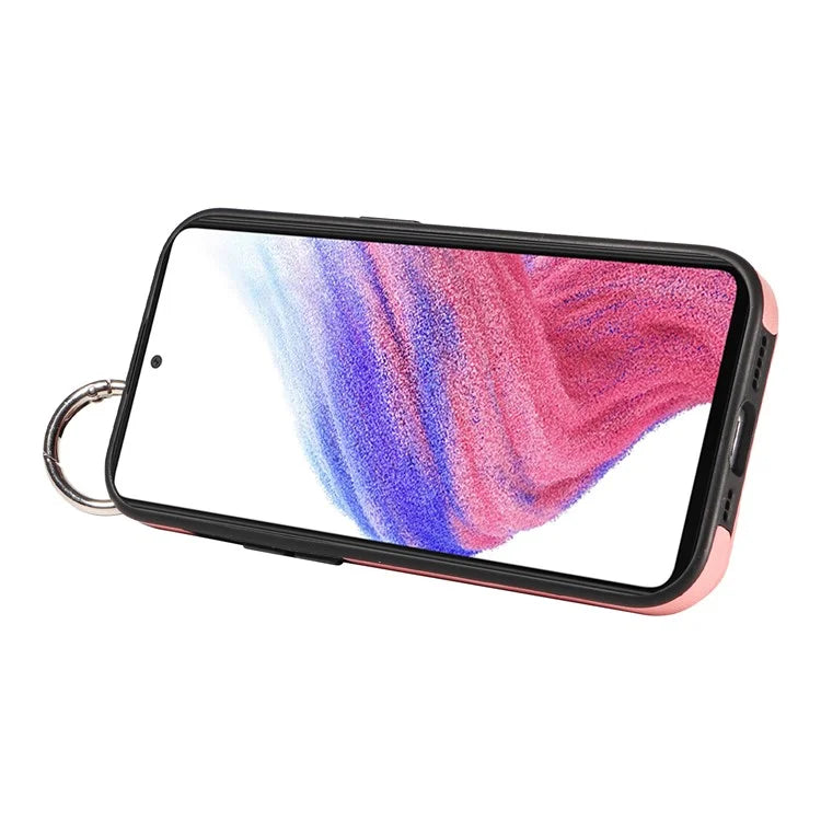 008 For Samsung Galaxy A53 5G Kickstand Case Calf Texture Leather+TPU Phone Case