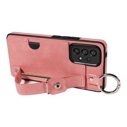008 For Samsung Galaxy A53 5G Kickstand Case Calf Texture Leather+TPU Phone Case