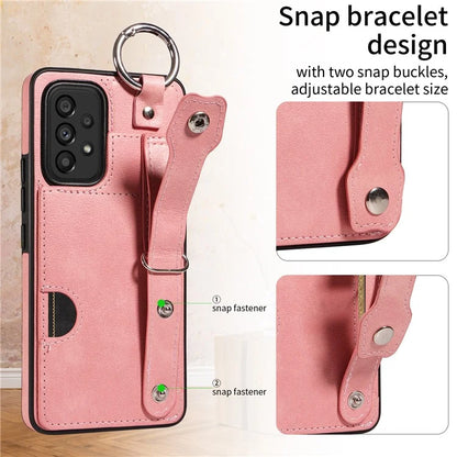 008 For Samsung Galaxy A53 5G Kickstand Case Calf Texture Leather+TPU Phone Case