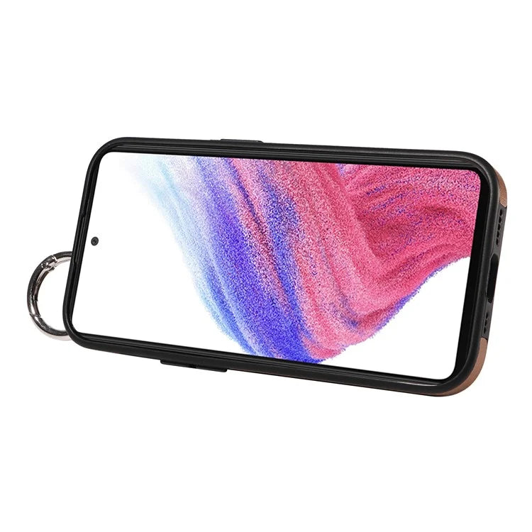 008 For Samsung Galaxy A53 5G Kickstand Case Calf Texture Leather+TPU Phone Case