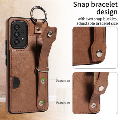 008 For Samsung Galaxy A53 5G Kickstand Case Calf Texture Leather+TPU Phone Case