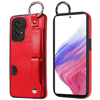 008 For Samsung Galaxy A53 5G Kickstand Case Calf Texture Leather+TPU Phone Case