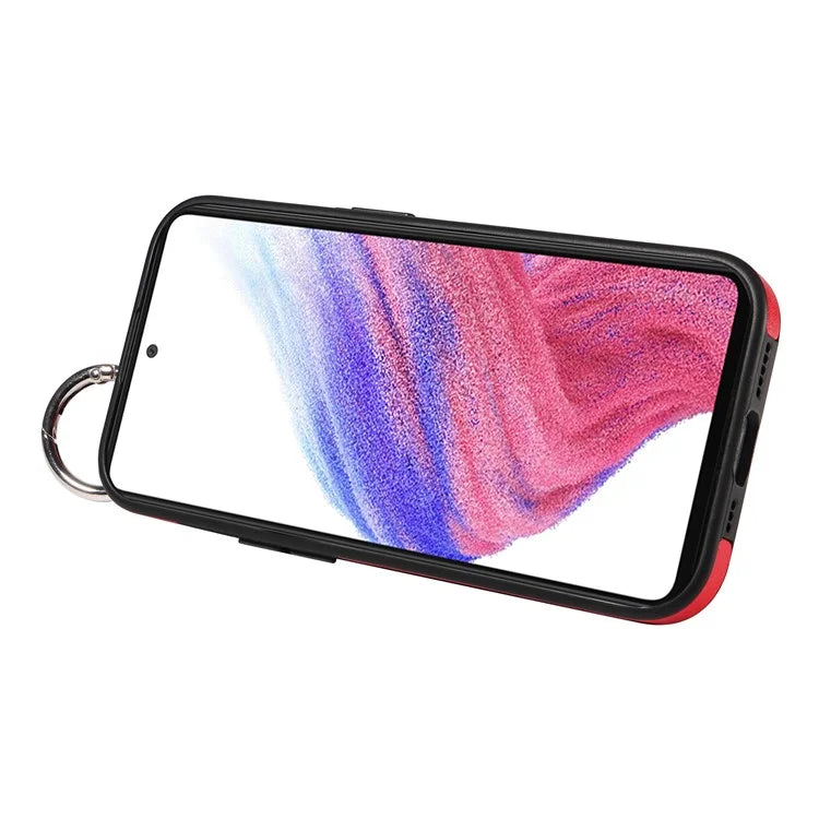 008 For Samsung Galaxy A53 5G Kickstand Case Calf Texture Leather+TPU Phone Case