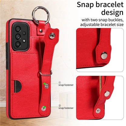 008 For Samsung Galaxy A53 5G Kickstand Case Calf Texture Leather+TPU Phone Case