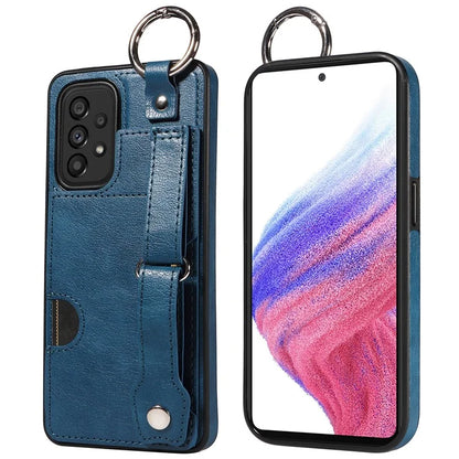 008 For Samsung Galaxy A53 5G Kickstand Case Calf Texture Leather+TPU Phone Case