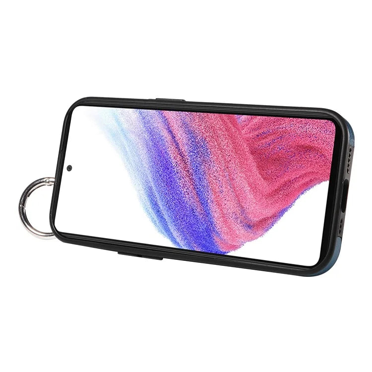 008 For Samsung Galaxy A53 5G Kickstand Case Calf Texture Leather+TPU Phone Case