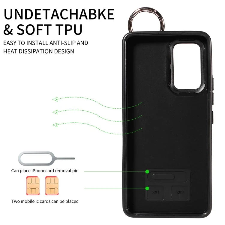 008 For Samsung Galaxy A53 5G Kickstand Case Calf Texture Leather+TPU Phone Case
