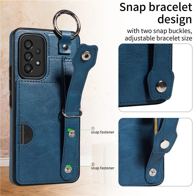 008 For Samsung Galaxy A53 5G Kickstand Case Calf Texture Leather+TPU Phone Case