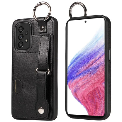 008 For Samsung Galaxy A53 5G Kickstand Case Calf Texture Leather+TPU Phone Case