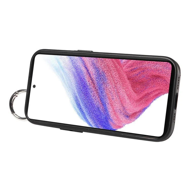 008 For Samsung Galaxy A53 5G Kickstand Case Calf Texture Leather+TPU Phone Case