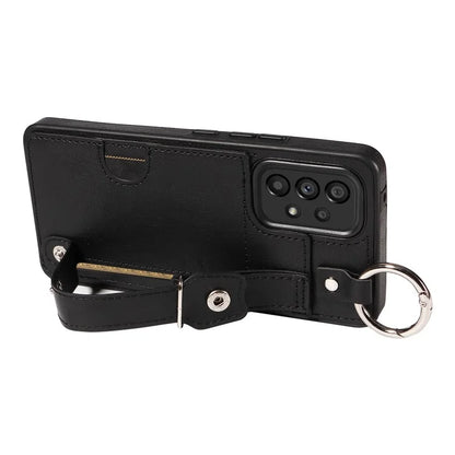 008 For Samsung Galaxy A53 5G Kickstand Case Calf Texture Leather+TPU Phone Case