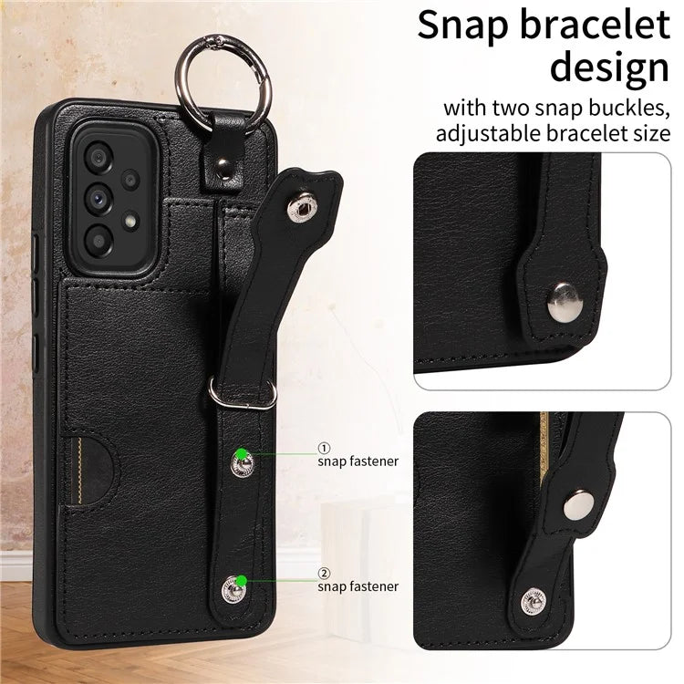 008 For Samsung Galaxy A53 5G Kickstand Case Calf Texture Leather+TPU Phone Case