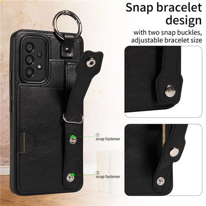 008 For Samsung Galaxy A53 5G Kickstand Case Calf Texture Leather+TPU Phone Case