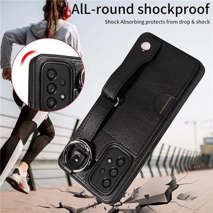 008 For Samsung Galaxy A53 5G Kickstand Case Calf Texture Leather+TPU Phone Case