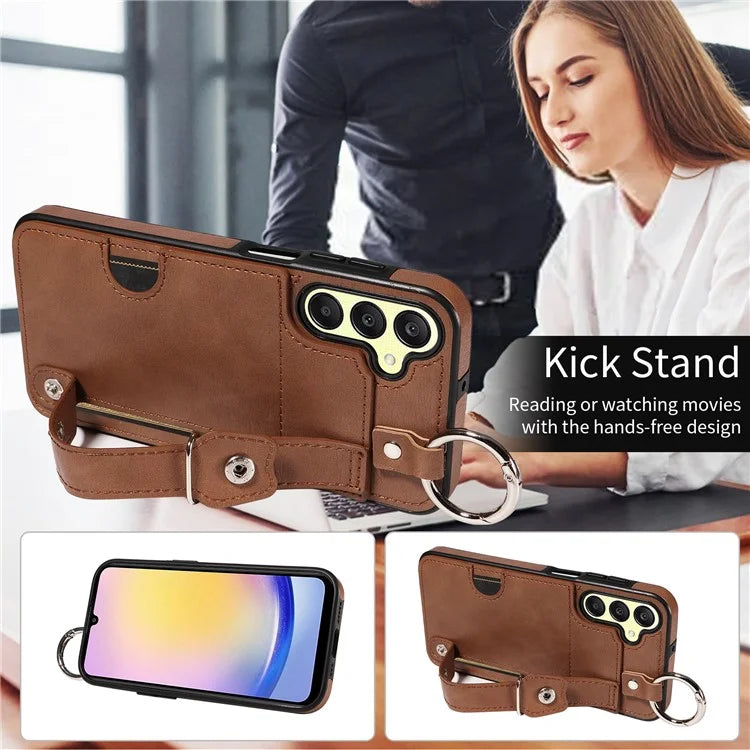 008 For Samsung Galaxy A25 5G (Global) (161.0 x 76.5 x 8.3mm) TPU Case Kickstand Phone Cover with Card Slot