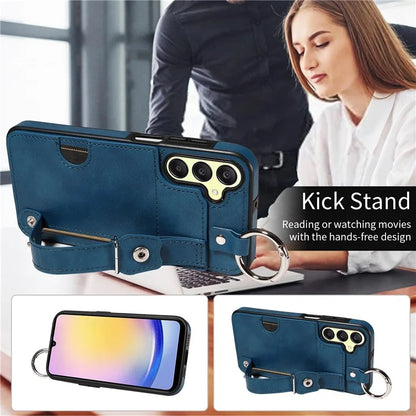 008 For Samsung Galaxy A25 5G (Global) (161.0 x 76.5 x 8.3mm) TPU Case Kickstand Phone Cover with Card Slot